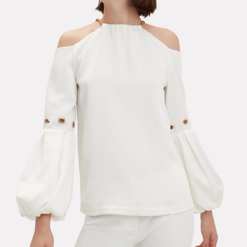 Self portrait balloon sleeve chain top sz 4
